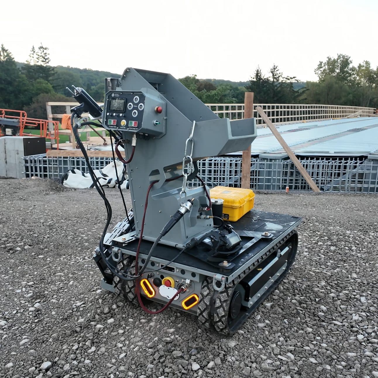 Site Runner fitted with the Stud Caddy welding attachment on a bridge deck